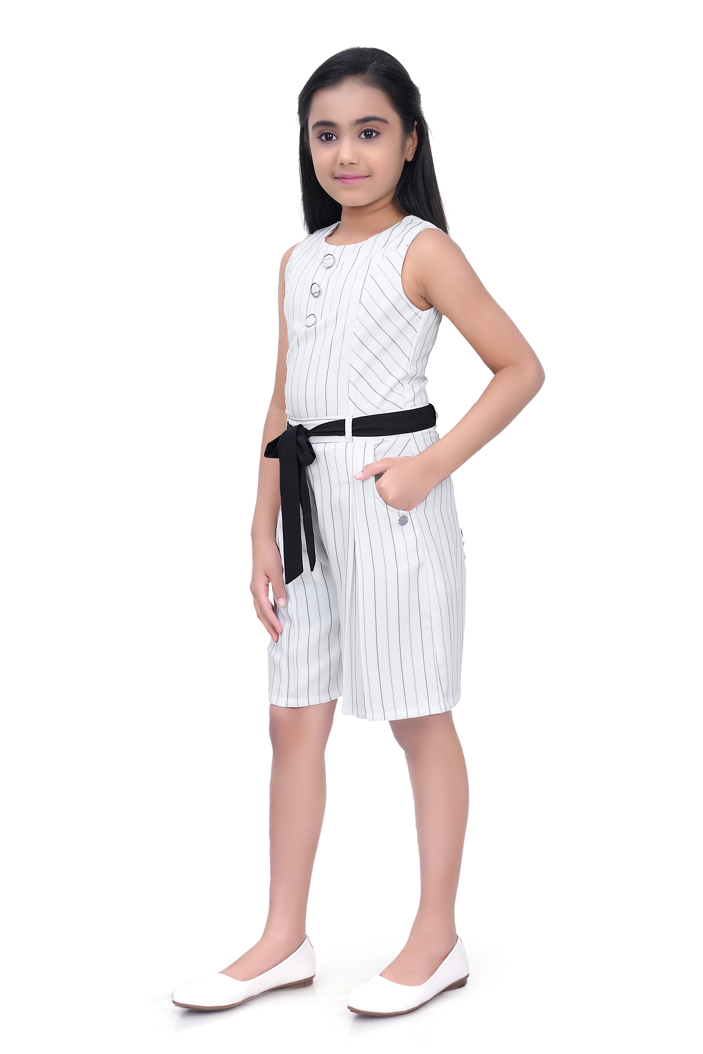 White Polka Jumpsuit – Belted Classic Fit