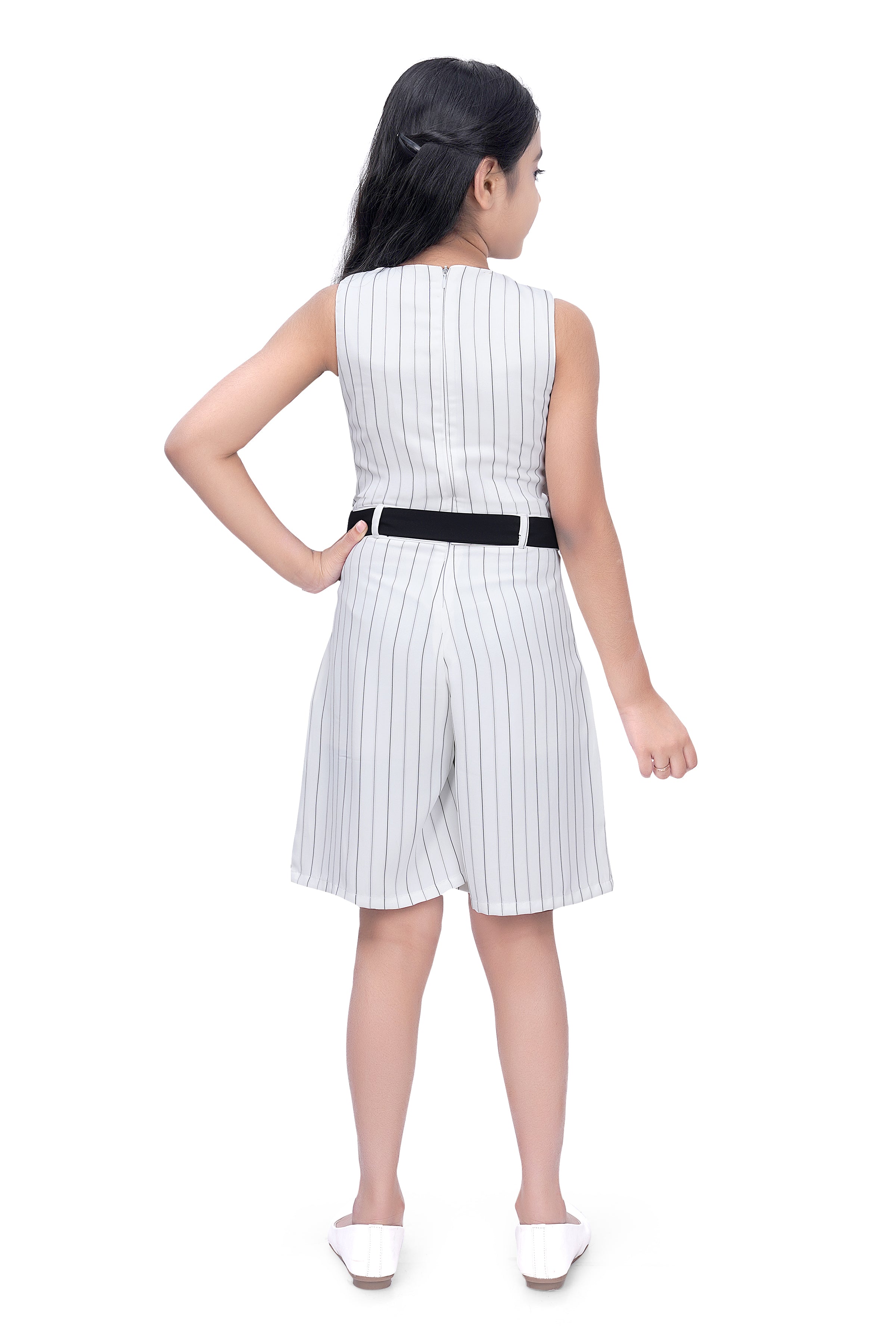 White Polka Jumpsuit – Belted Classic Fit