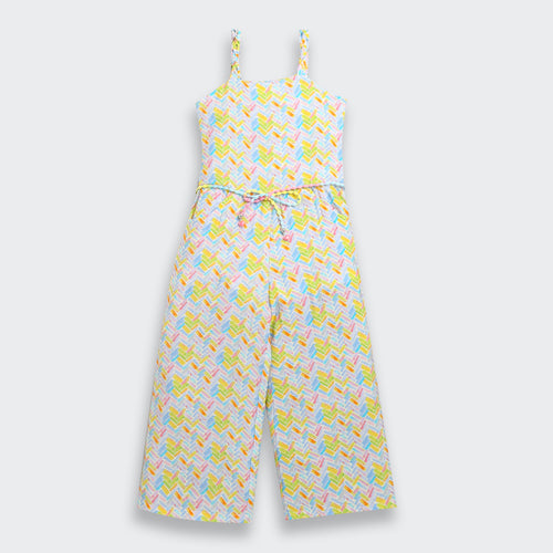 Breezy Yellow Geometric Print Jumpsuit JP359