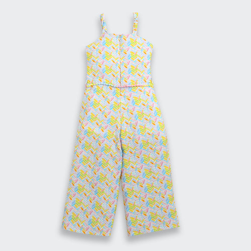 Breezy Yellow Geometric Print Jumpsuit JP359