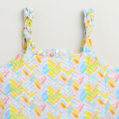 Breezy Yellow Geometric Print Jumpsuit JP359