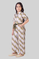 TinyGirls Olive Green Printed Jumpsuit – Trendy Western Wear