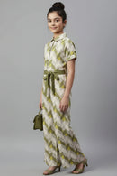 Tiny Girl Olive Green Printed Jumpsuit – Trendy Western Wear