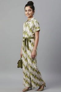 Tiny Girl Olive Green Printed Jumpsuit – Trendy Western Wear