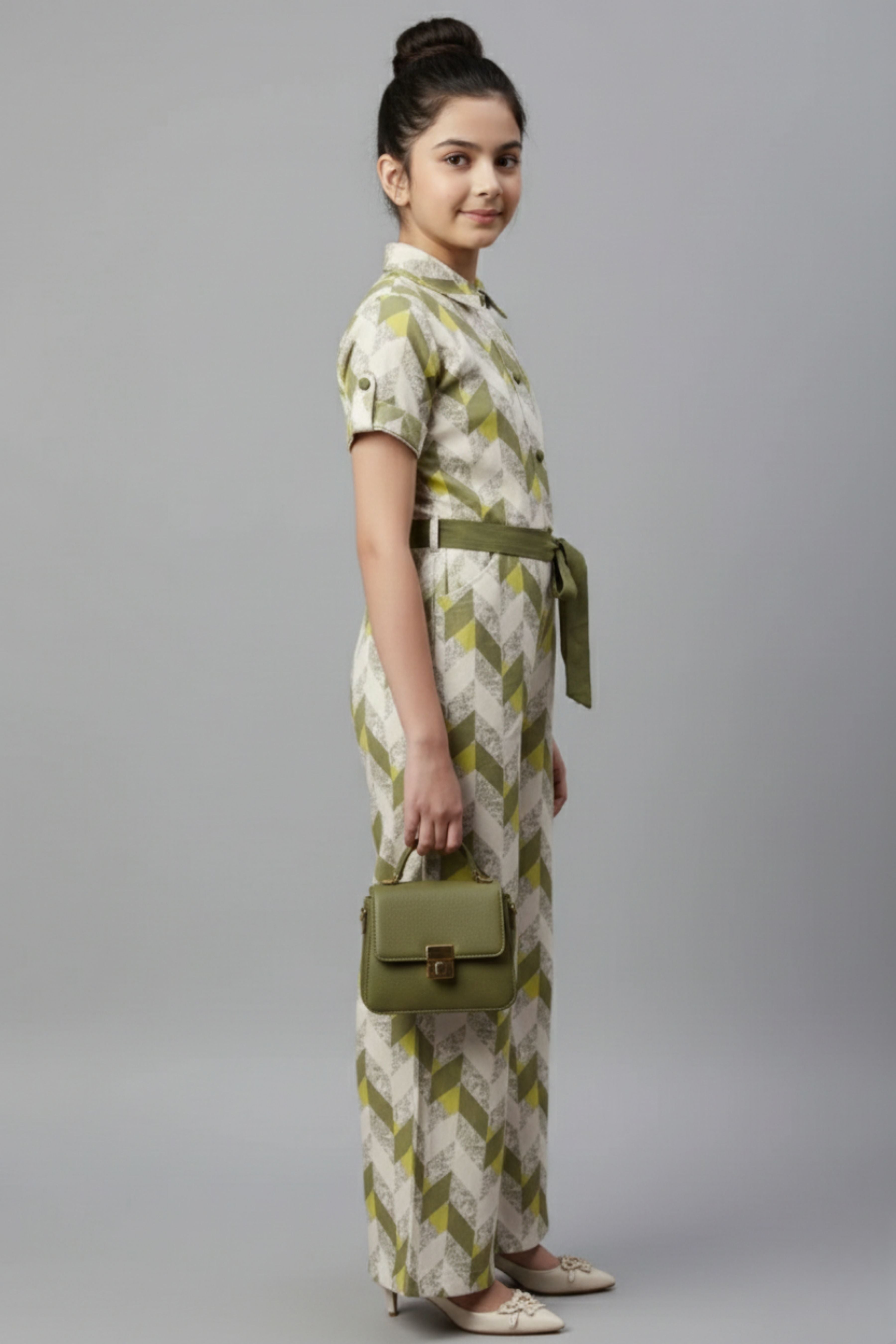 Tiny Girl Olive Green Printed Jumpsuit – Trendy Western Wear