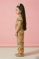 Mustard Abstract Print Jumpsuit with Belt JP378