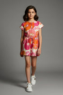 Pink Printed Cotton Playsuit JP388