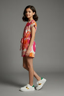 Pink Printed Cotton Playsuit JP388
