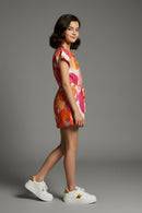 Pink Printed Cotton Playsuit JP388