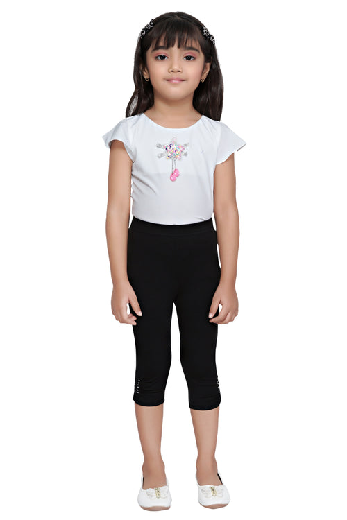 Black Cotton Stretch Capri LG725