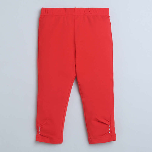 Red 3/4th Slim Fit Leggings LG725
