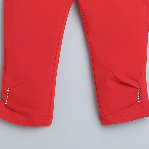 Red 3/4th Slim Fit Leggings LG725