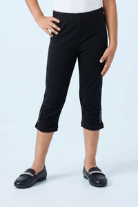 Black Cotton Stretch Capri LG725