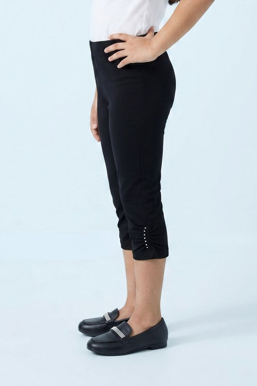 Black Cotton Stretch Capri LG725