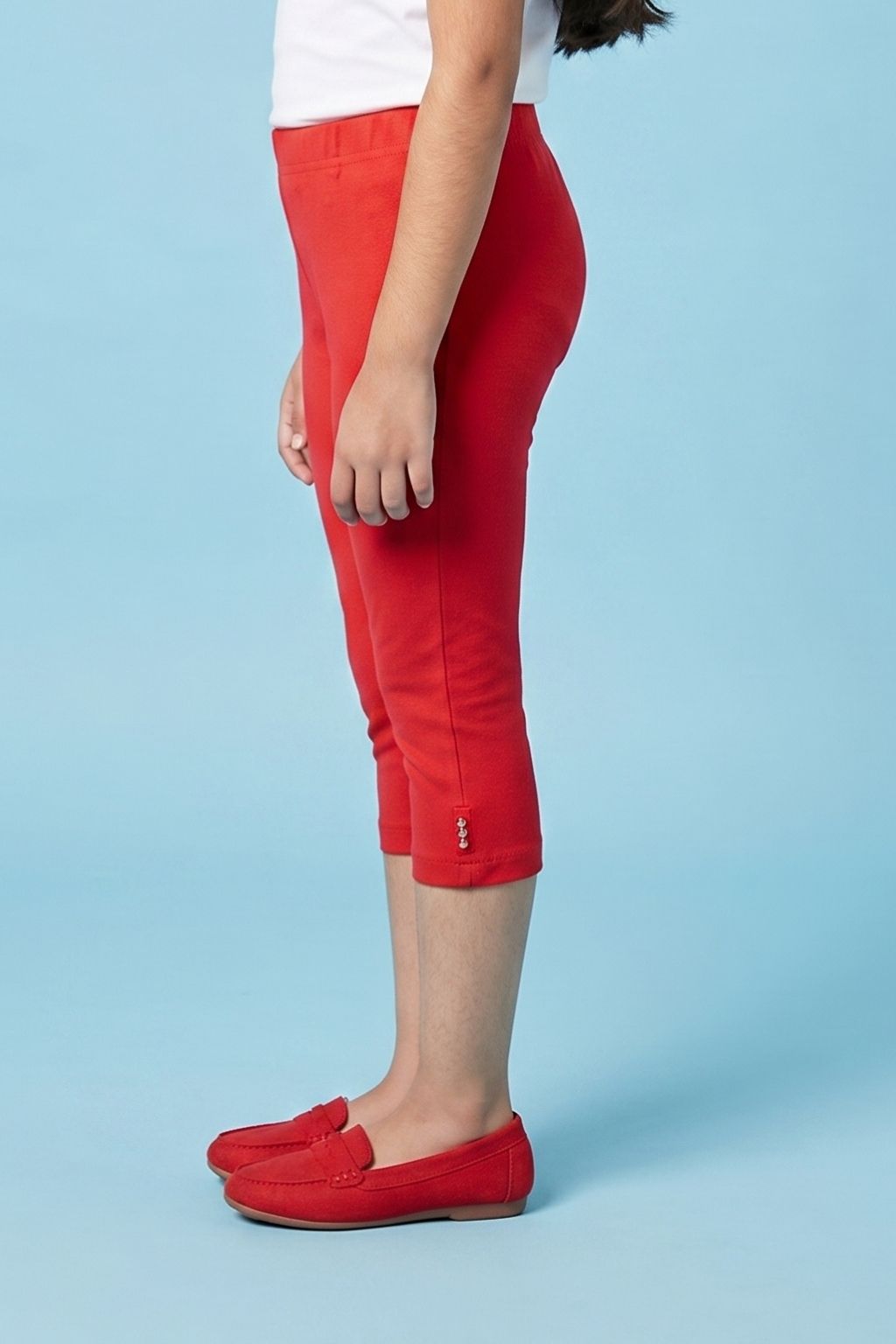 Red 3/4th Slim Fit Leggings LG725
