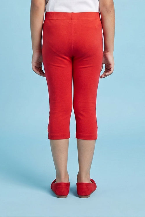 Red 3/4th Slim Fit Leggings LG725