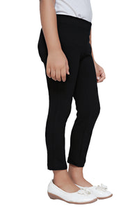 Girls Black Solid Capri Leggings