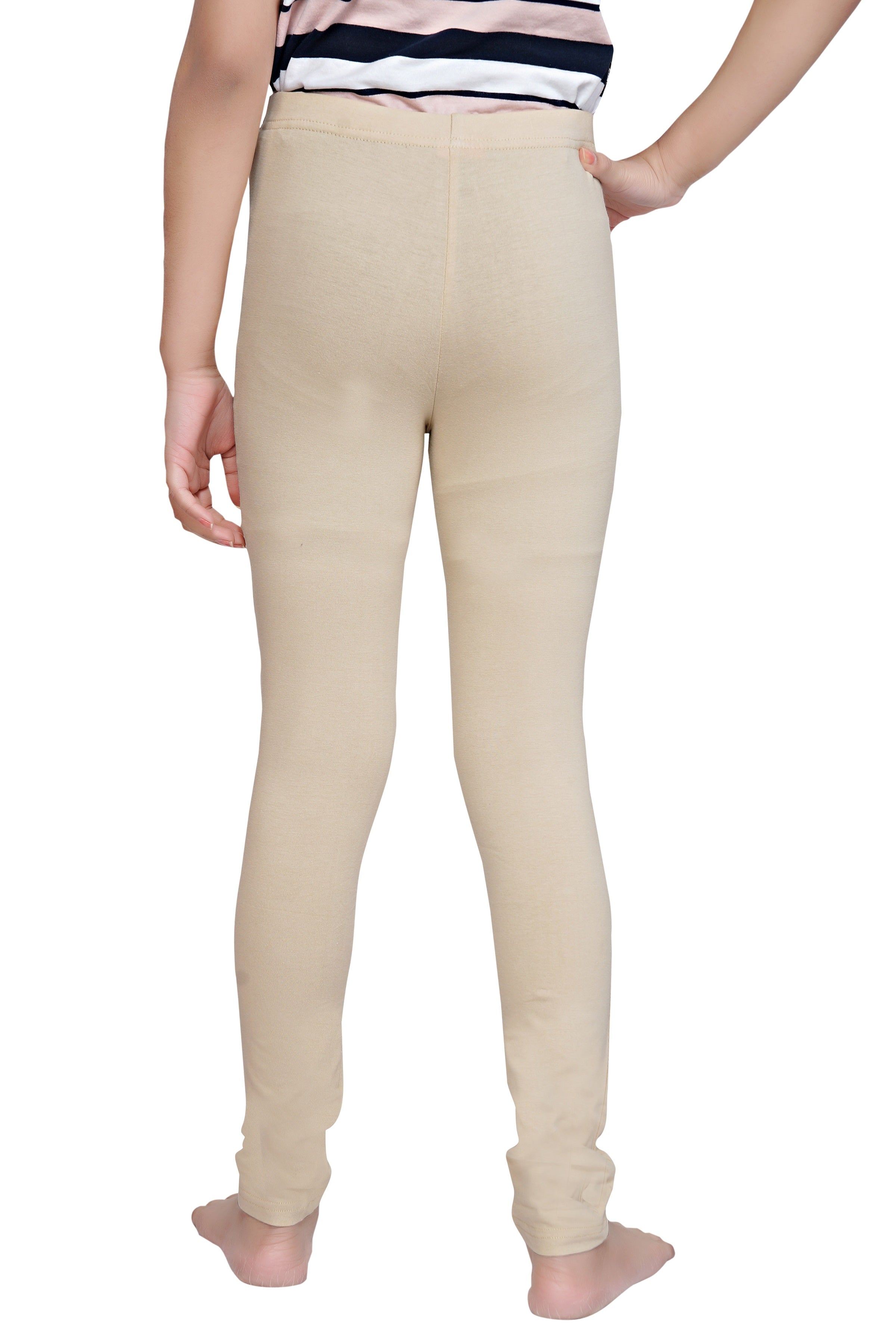 Girls Beige Stretch Fit Leggings