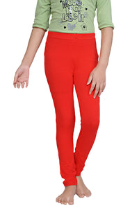 Girls Red Slim Fit Leggings