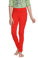 Girls Red Slim Fit Leggings
