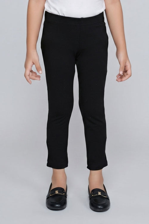 Black Solid Capri Leggings LG726