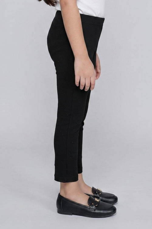 Girls Solid Black Leggings LG726