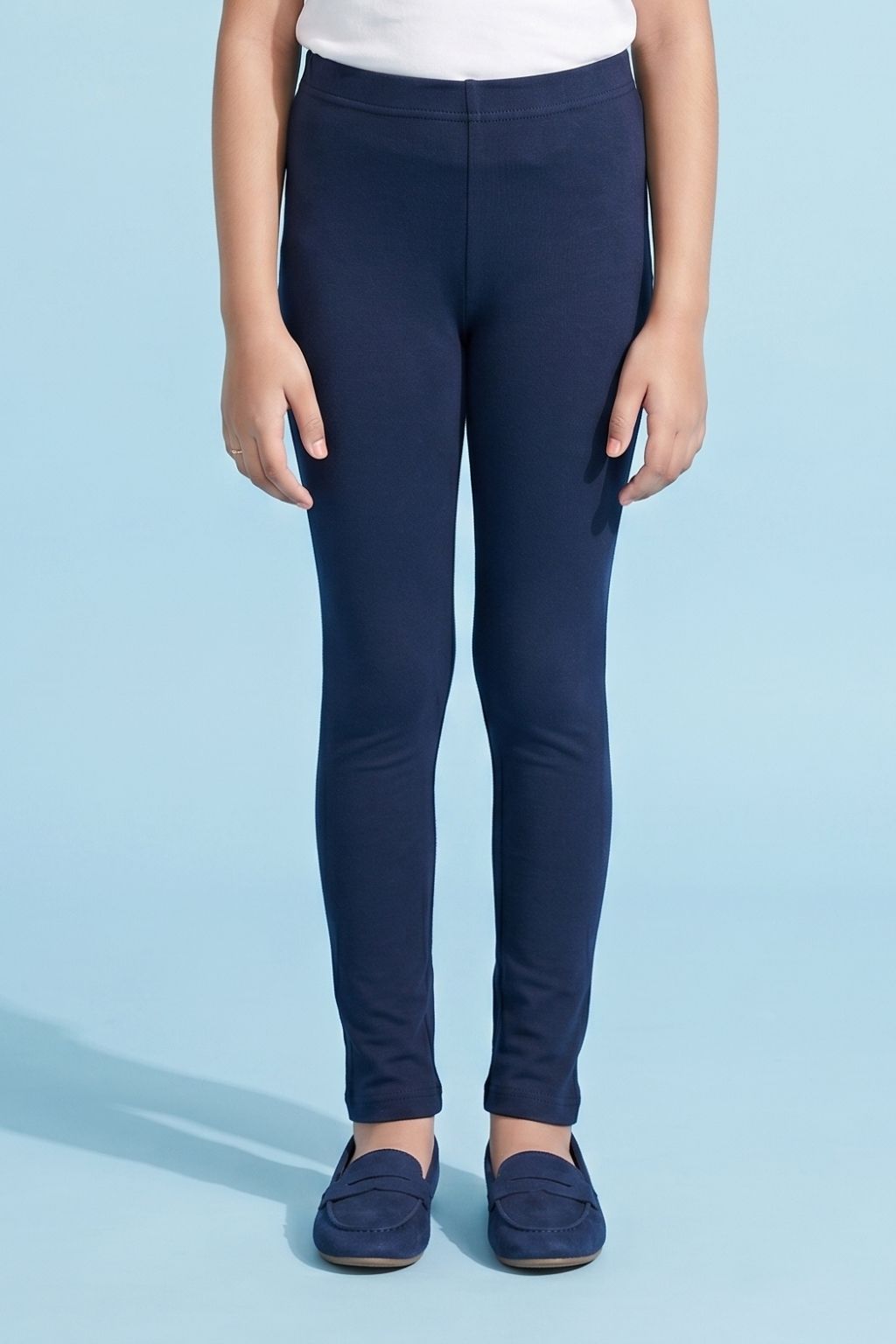Girls Navy Blue Slim Fit Leggings LG726