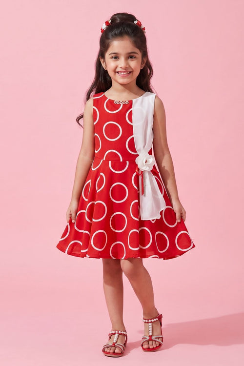 Red Printed Party Dress M1395