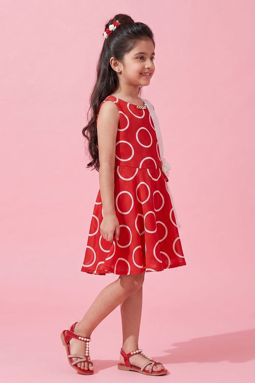Red Printed Party Dress M1395