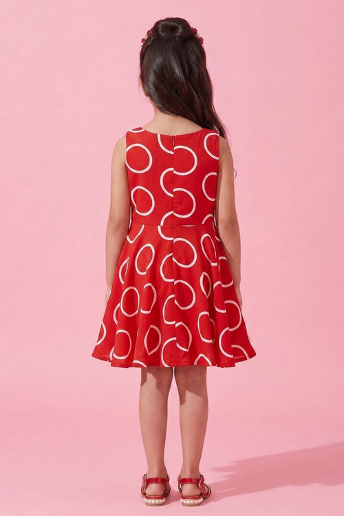 Red Printed Party Dress M1395