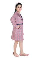 Tiny Girl Onion Pink Checkered Midi | Girls Stylish Party Dress India | Kids