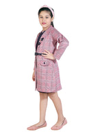 Tiny Girl Onion Pink Checkered Midi | Girls Stylish Party Dress India | Kids