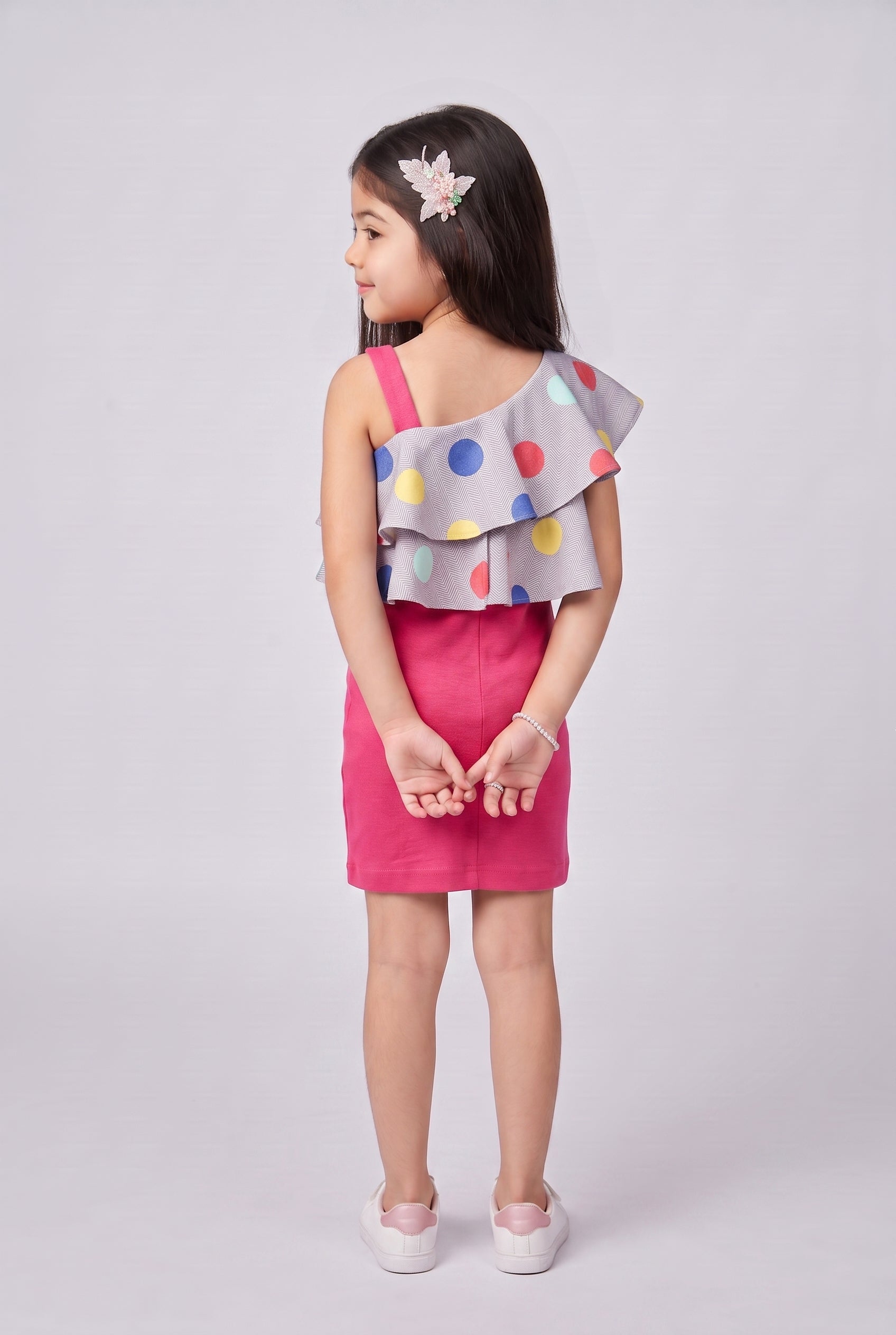 Onion Pink One-Shoulder Ruffle Midi M1601