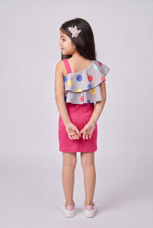 Onion Pink One-Shoulder Ruffle Midi M1601