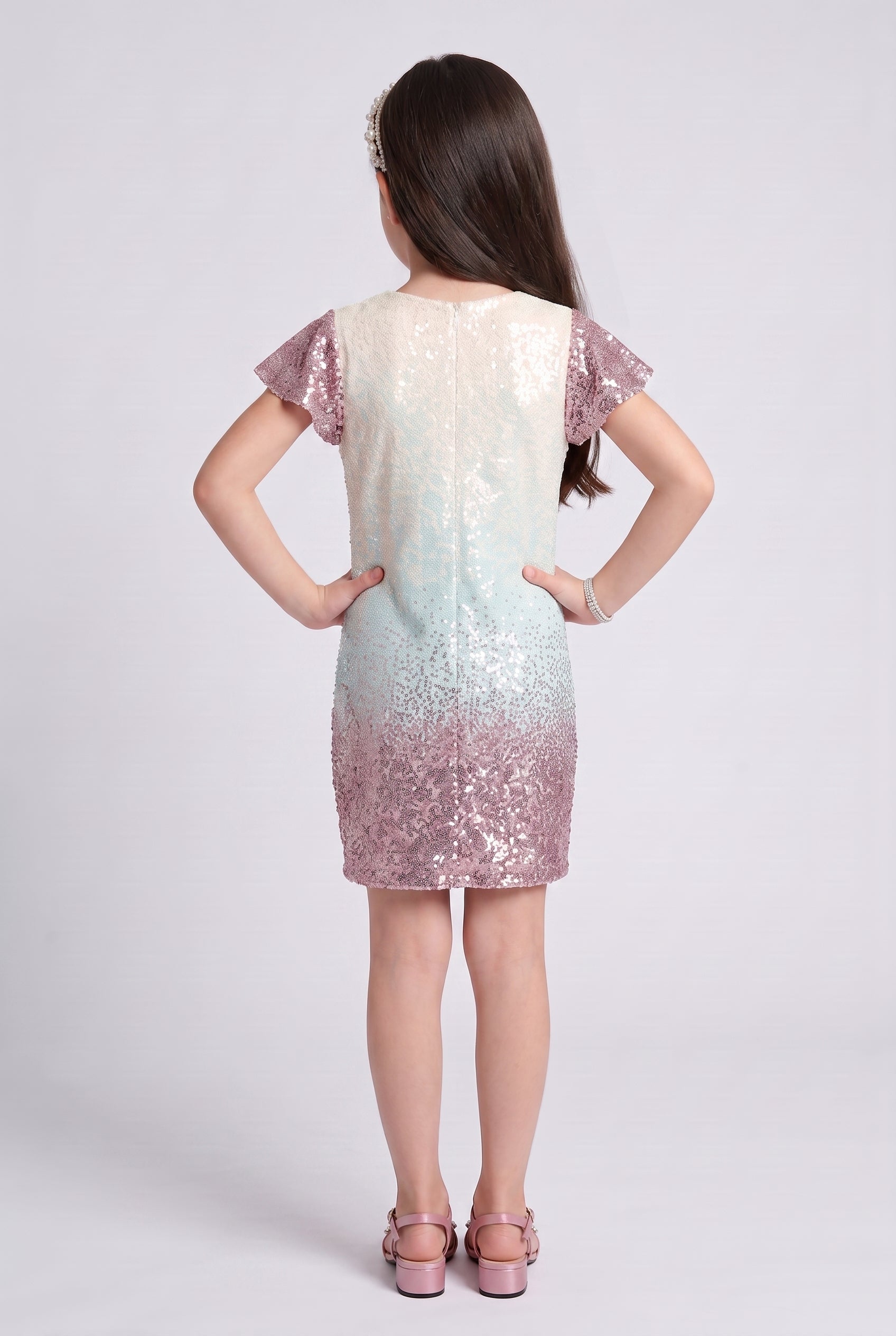 Onion Pink Ombre Sequin Party Dress M1806