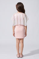 Pink Sequin Cape Party Dress M1815