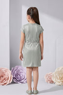 Sea Green Textured Metallic Midi Dress M2016