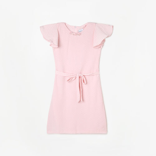 Pink Layered Net Dress M2025