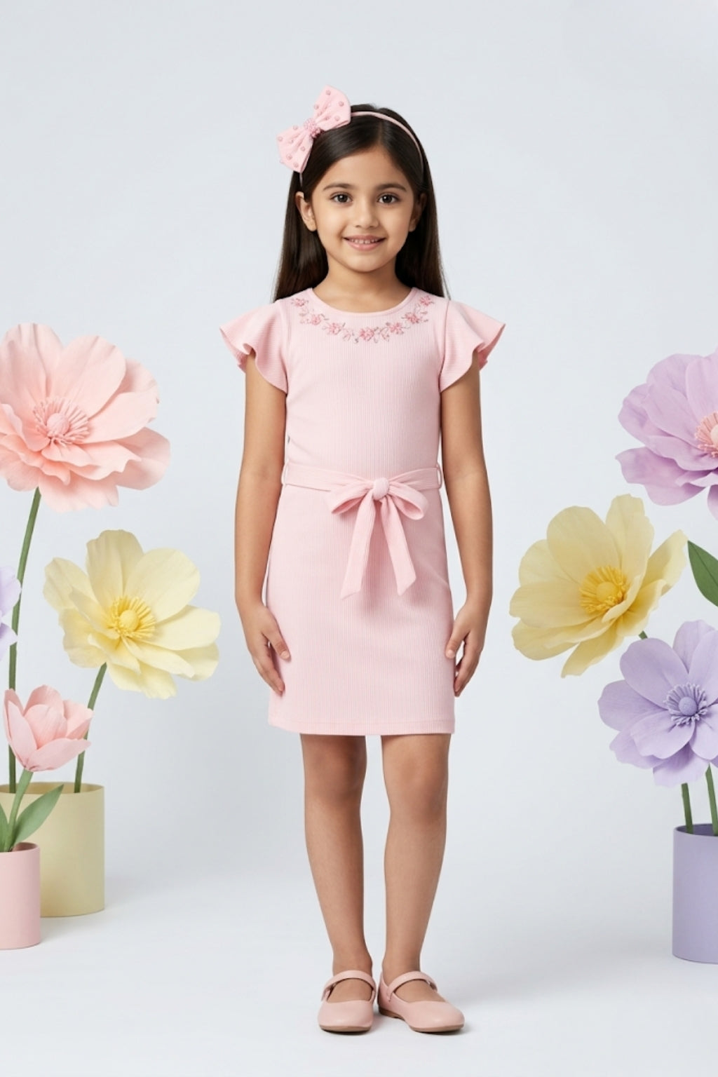 Pink Layered Net Dress M2025
