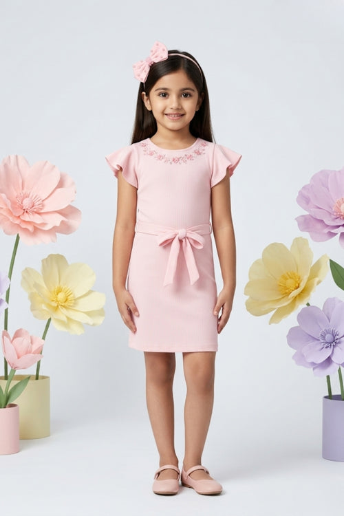 Pink Layered Net Dress M2025