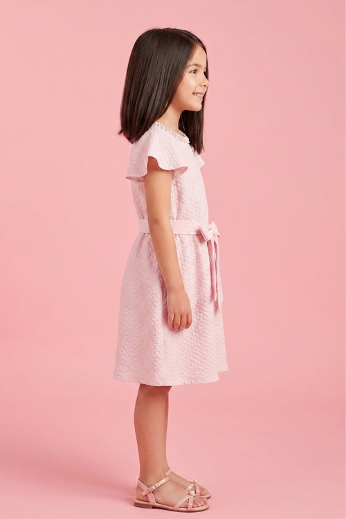 Pink Layered Net Dress M2025
