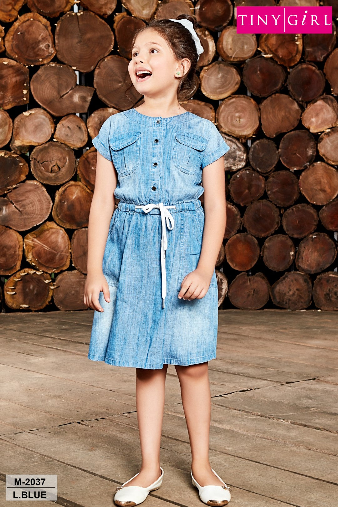 Tiny Girl Denim Buttoned Belted Dress