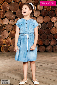 Tiny Girl Denim Buttoned Belted Dress