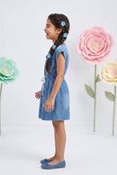 Denim Buttoned Belted Dress M2037