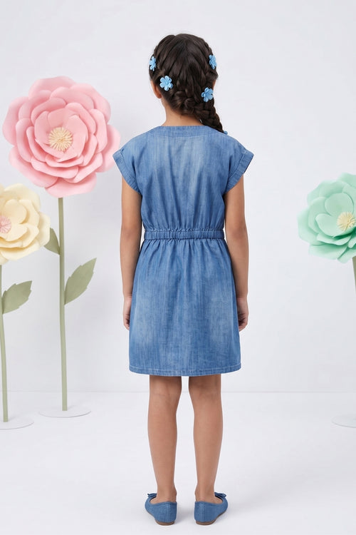 Denim Buttoned Belted Dress M2037