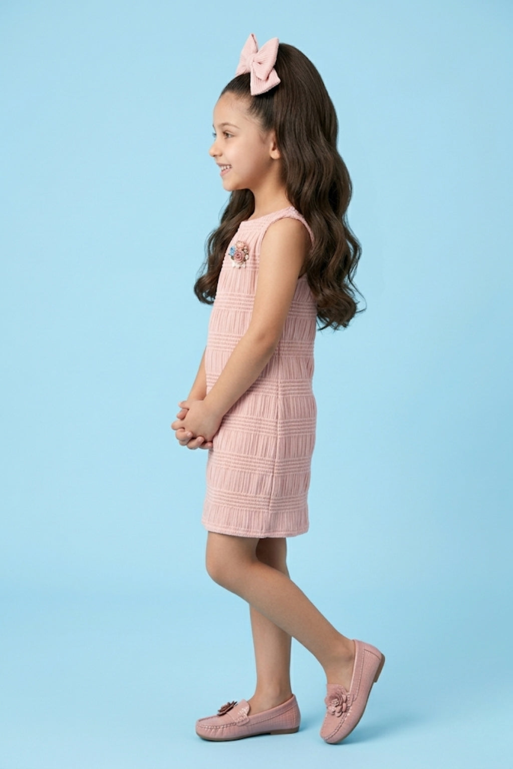 Peach Textured Sleeveless Top M2038