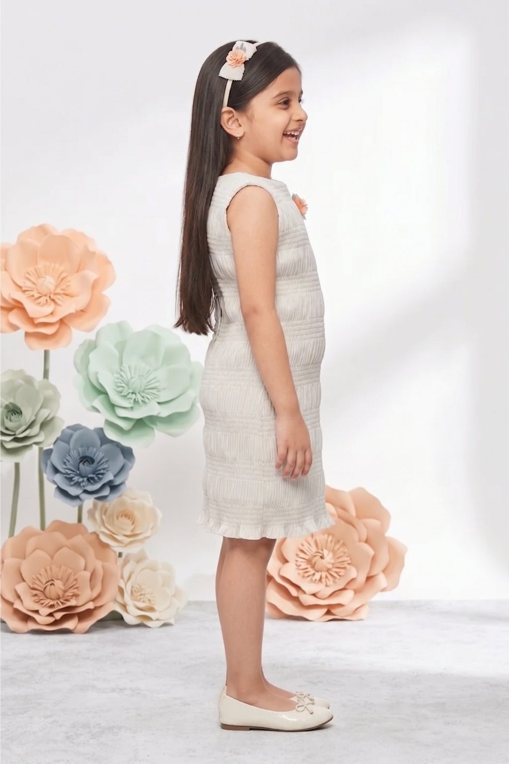 White Textured Sleeveless Dress M2038