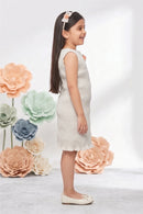 White Textured Sleeveless Dress M2038