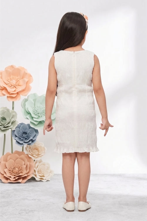 White Textured Sleeveless Dress M2038