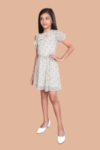 Tiny Girl Gold Printed A-Line Frock